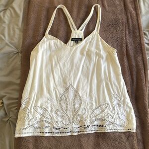 Banana republic white tank with lace-style accents